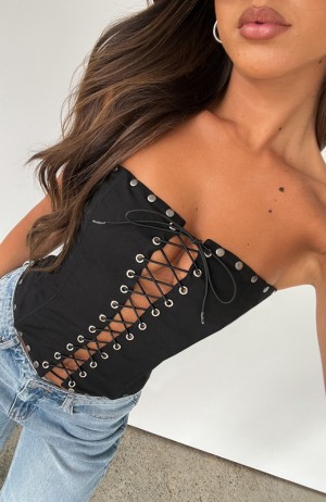 White Fox Better Than Revenge Bustier Topjes Dames Zwart | CBKD-53970