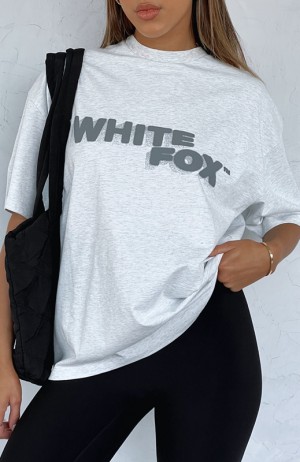 White Fox Do You Want Me Oversized T-shirts Dames Grijs | VOCP-34102