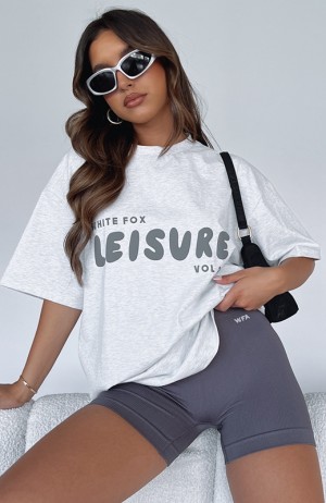 White Fox Leisure Series Oversized T-shirts Dames Grijs | AZJP-30594