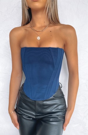 White Fox Sharp Edges Bustier Topjes Dames Donkerblauw | MTPS-57612