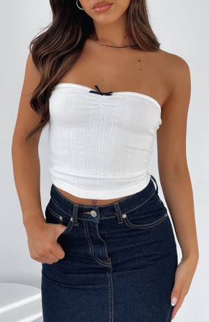 White Fox What Do You See Strapless Topjes Dames Wit | XVDY-32781