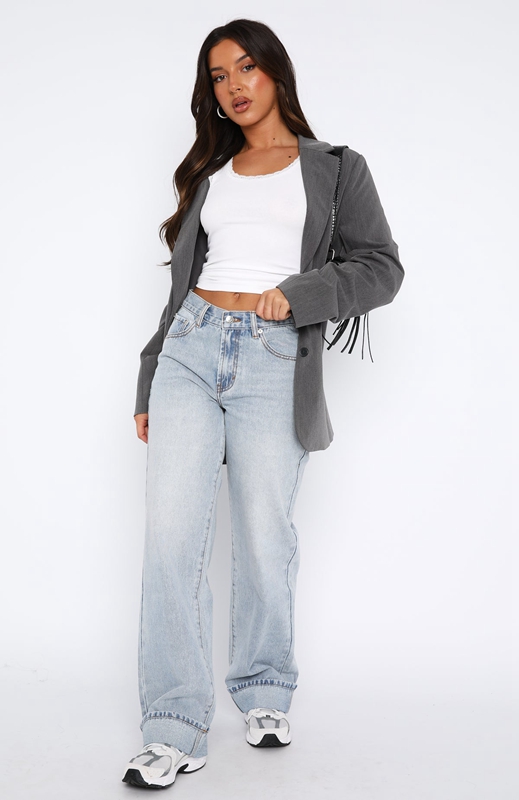 White Fox Always Be Yourself Low Rise Straight Leg Jeans Dames Lichtblauw | QSDZ-97645