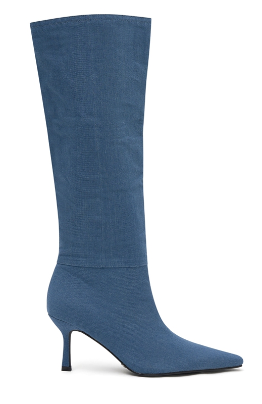 White Fox Baby Blue Denim Knee Hoge Laarzen Dames Blauw | TULA-26540