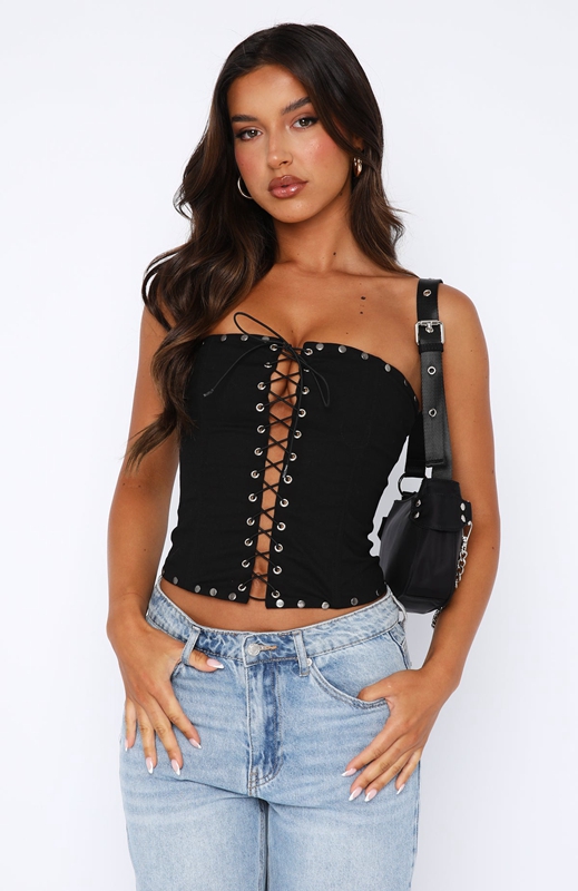 White Fox Better Than Revenge Bustier Topjes Dames Zwart | CBKD-53970