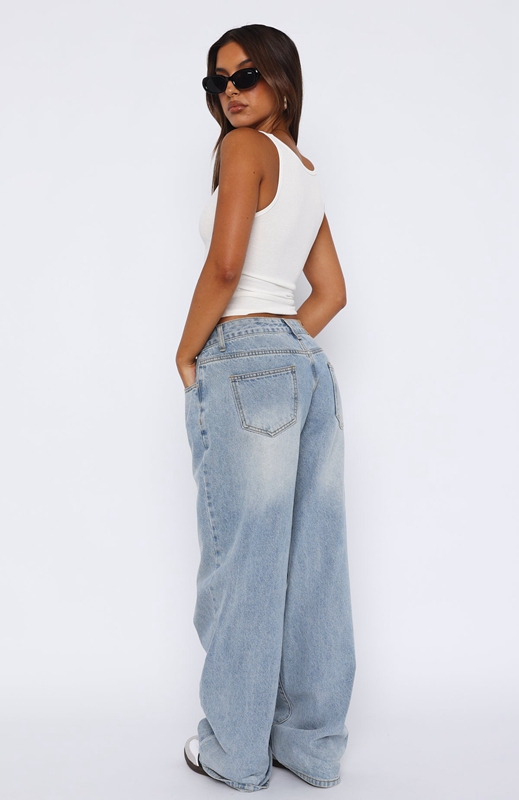 White Fox Bring The Style Low Rise Wide Leg Jeans Dames Lichtblauw | LRTH-03586