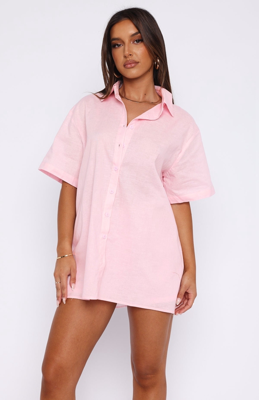 White Fox Bring You Out Button Up Overhemd Dames Roze | KUVY-87396