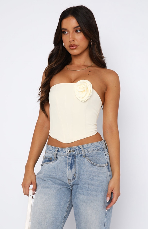 White Fox Chase A Feeling Strapless Bustier Topjes Dames Room | BMVY-92768