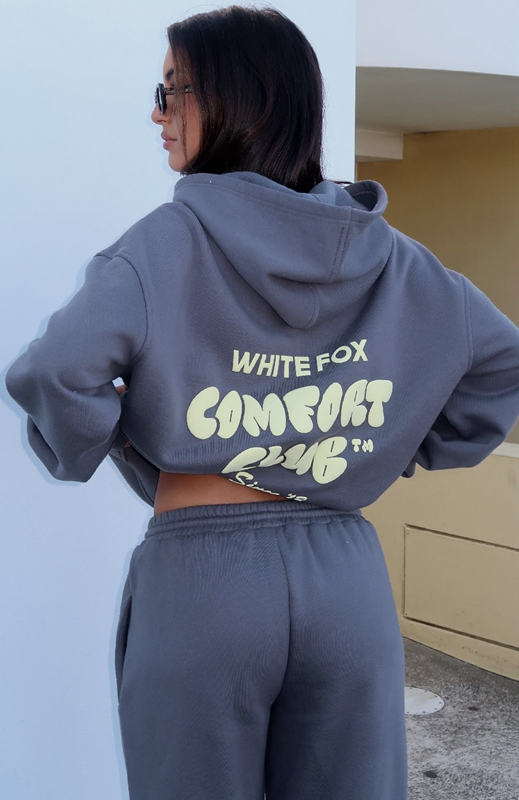 White Fox Comfort Club Oversized Hoodie Dames Grijs | PWAN-23590