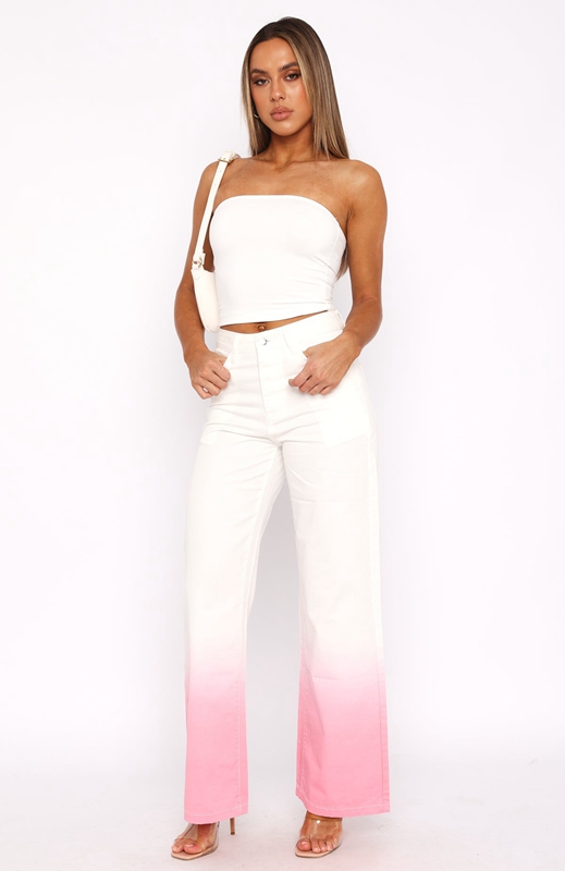 White Fox Doing Extra Jeans Dames Roze | FZEU-67250