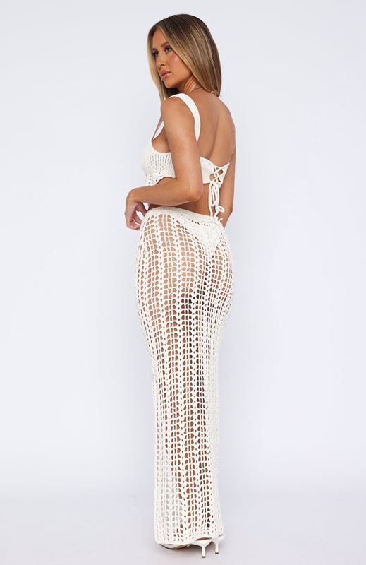 White Fox Dream Oasis Crochet Maxi Rokken Dames Wit | EICX-95670