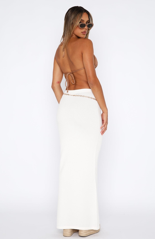 White Fox Finer Things Knitted Maxi Rokken Dames Wit | HSFU-90815