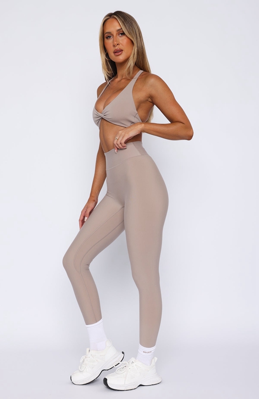 White Fox Go Getter High Waisted Leggings Dames Grijs Bruin | GWZS-21587