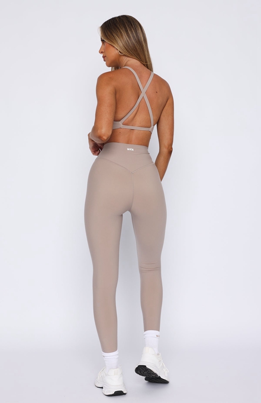 White Fox Go Getter High Waisted Leggings Dames Grijs Bruin | GWZS-21587