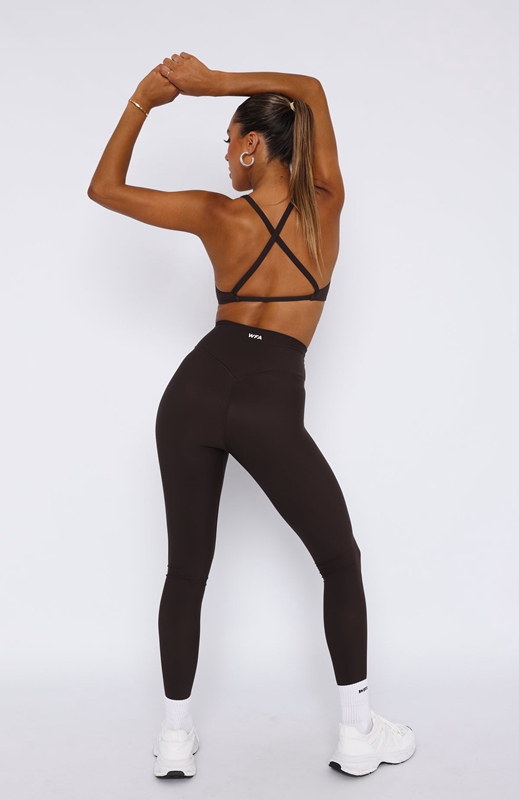 White Fox Go Getter High Waisted Leggings Dames Chocola | TGPK-78453