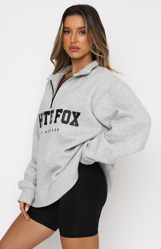 White Fox High Standard Zip Front Truien Dames Grijs | DPVO-02897