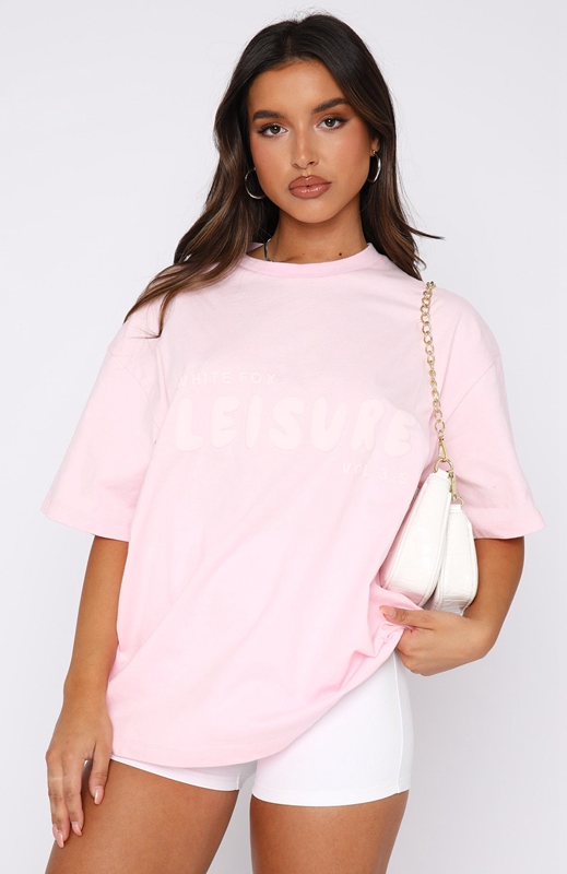 White Fox Leisure Series Oversized T-shirts Dames Roze | JIOS-52341