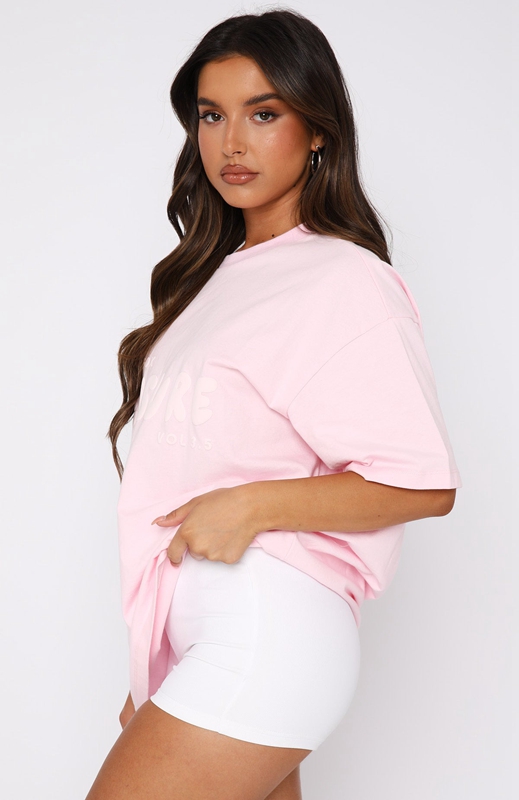 White Fox Leisure Series Oversized T-shirts Dames Roze | JIOS-52341