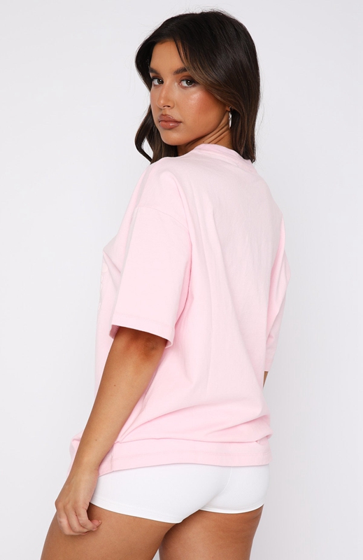 White Fox Leisure Series Oversized T-shirts Dames Roze | JIOS-52341