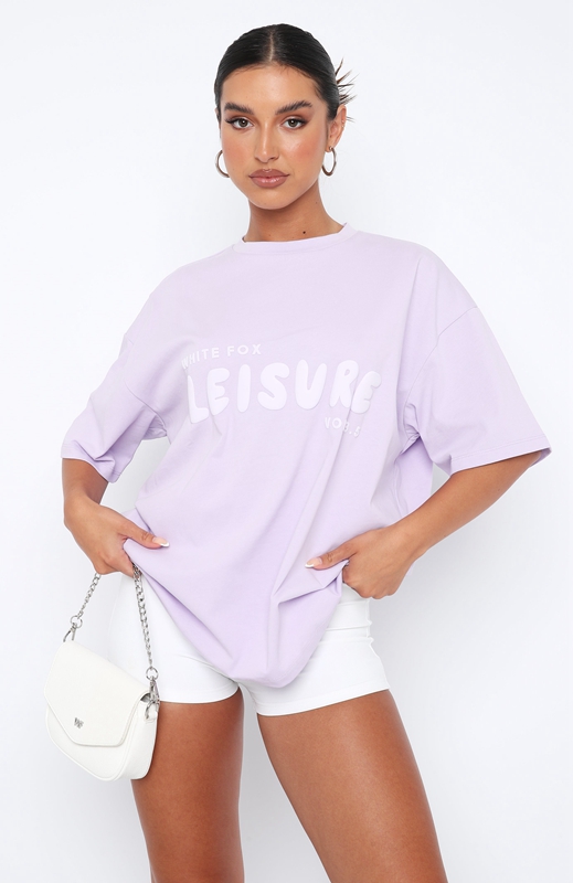 White Fox Leisure Series Oversized T-shirts Dames Lavendel | MFZP-70261