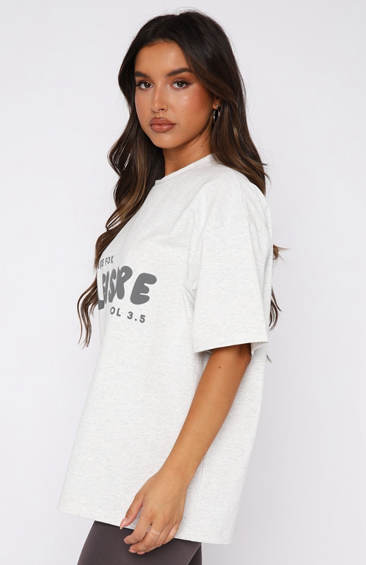 White Fox Leisure Series Oversized T-shirts Dames Grijs | AZJP-30594