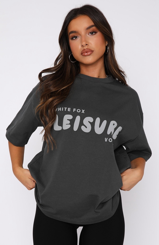 White Fox Leisure Series Oversized T-shirts Dames Grijs | HKYB-09347