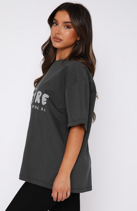 White Fox Leisure Series Oversized T-shirts Dames Grijs | HKYB-09347