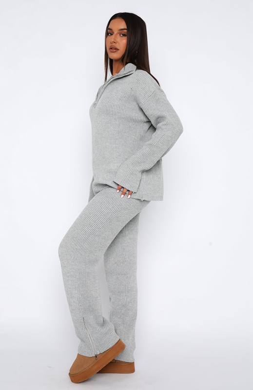 White Fox Let's Get Cosy Knit Broek Dames Grijs | CGQB-81027