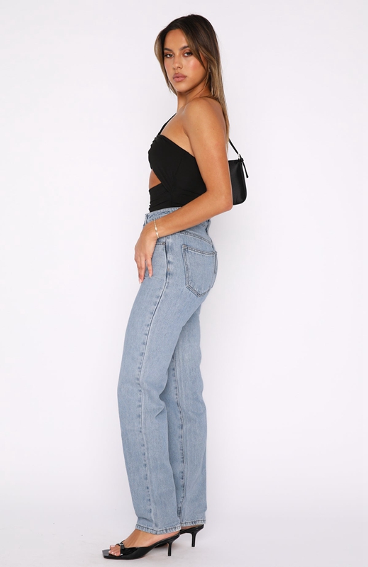 White Fox Let's Relax High Rise Slim Leg Jeans Dames Lichtblauw | YWIA-53810