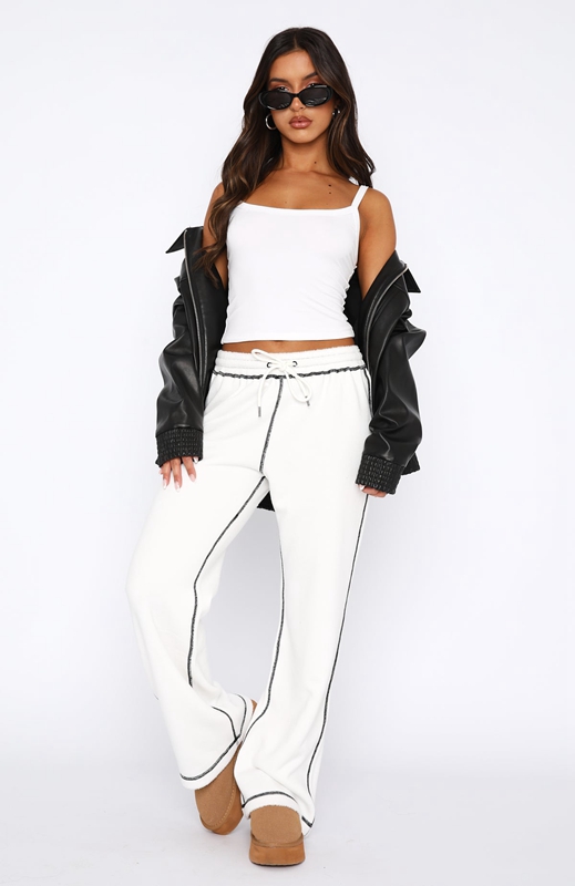 White Fox Monday Mood Track Broek Dames Wit | ZXQH-62931