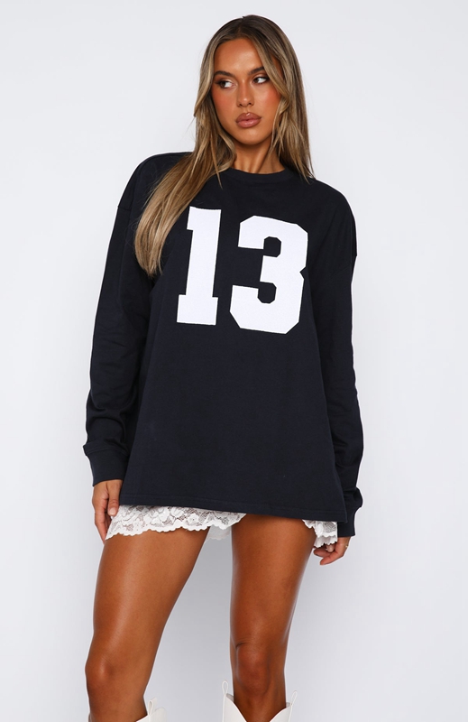 White Fox Name Your Game Long Sleeve Topjes Dames Donkerblauw | EVMU-43275