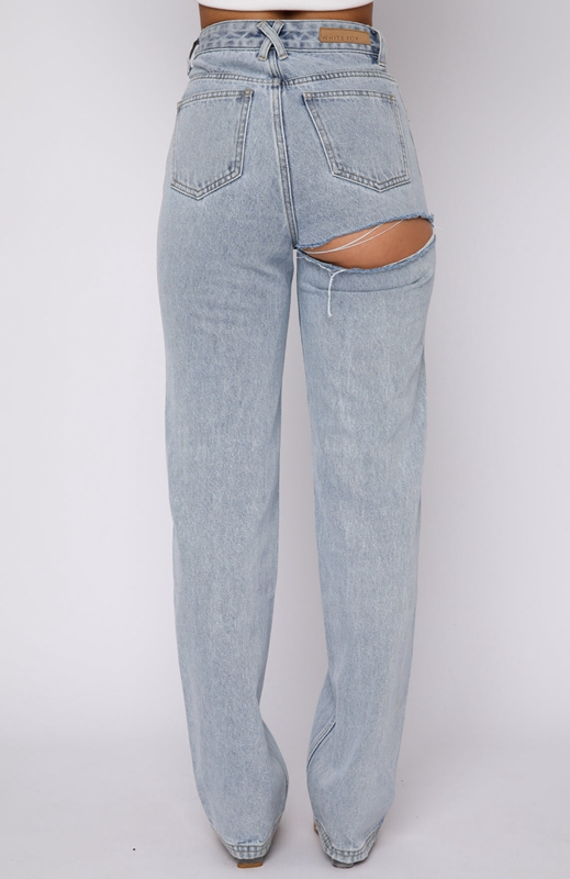 White Fox On Replay High Rise Straight Leg Jeans Dames Blauw | MEDT-48365