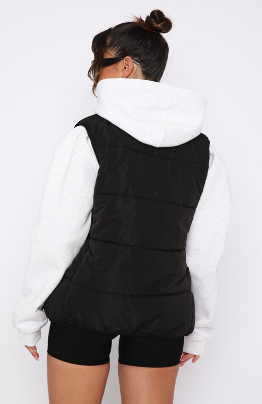 White Fox Outside The Lines Puffer Vest Dames Zwart | BHJT-38965