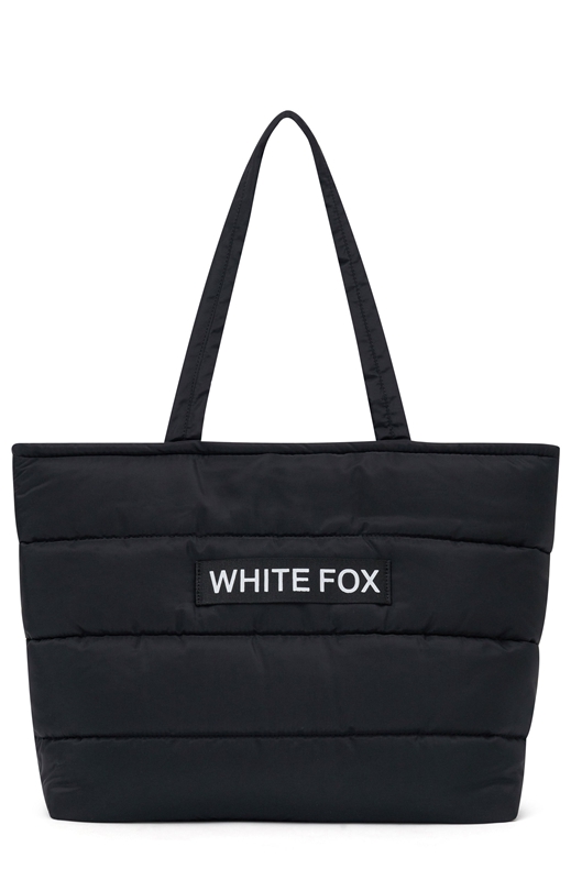 White Fox Puffer Tote Dames Zwart | OTVF-58036