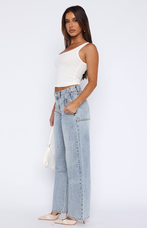 White Fox River Low Rise Wide Leg Jeans Dames Lichtblauw | XLVQ-70325