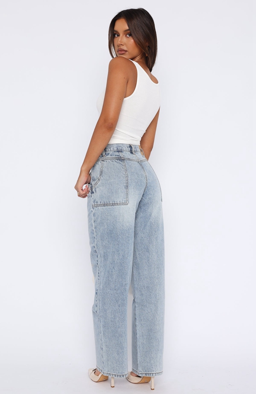 White Fox River Low Rise Wide Leg Jeans Dames Lichtblauw | XLVQ-70325