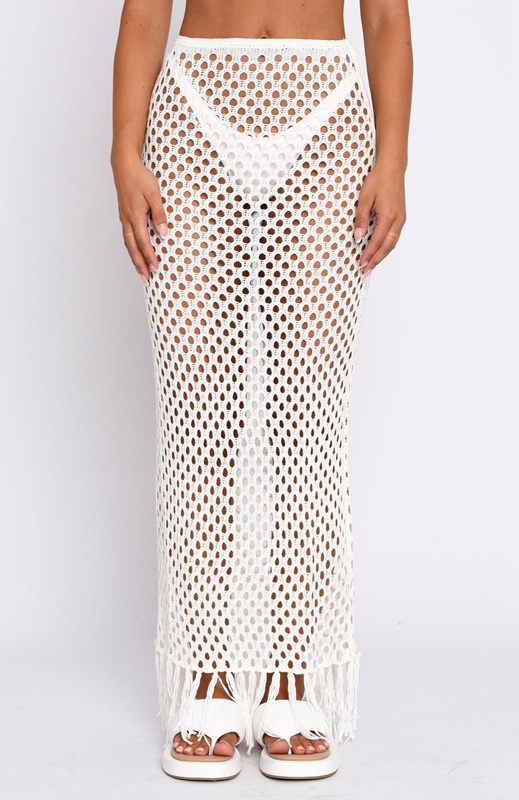 White Fox See Me Now Crochet Maxi Rokken Dames Wit | MOSP-12560