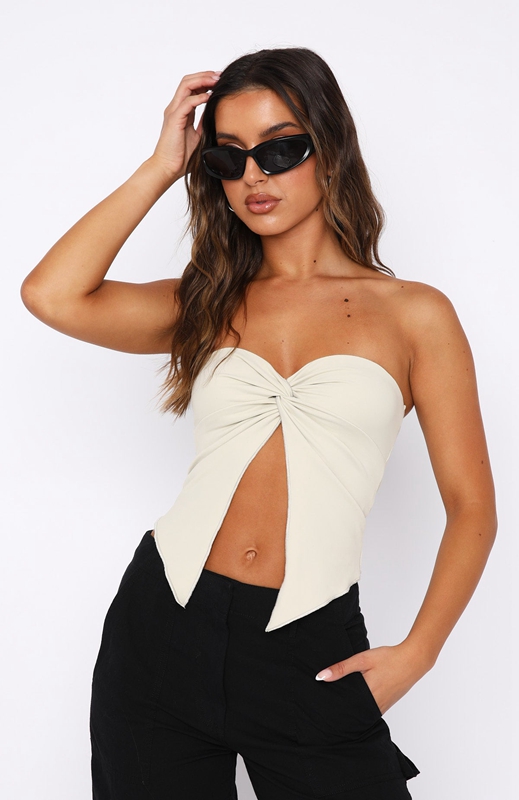 White Fox She's A Day Dreamer Crop Topjes Dames Grijs | EKDL-42873