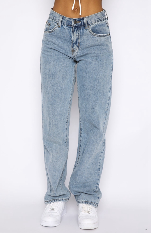 White Fox Taking A Trip Mid Rise Straight Leg Jeans Dames Blauw Lichtturkoois | DSNJ-57389