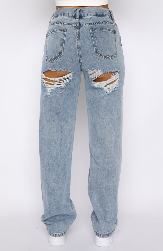 White Fox Taking A Trip Mid Rise Straight Leg Jeans Dames Blauw Lichtturkoois | DSNJ-57389