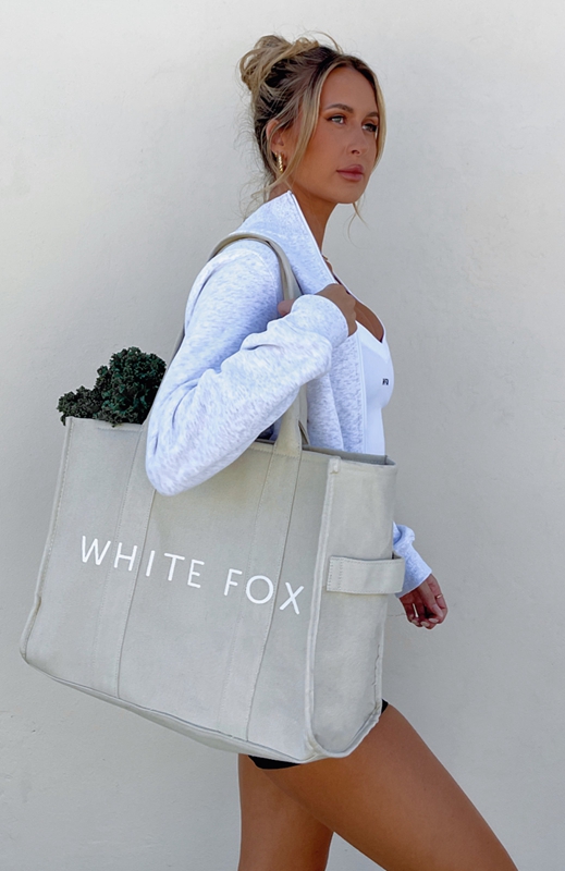 White Fox Tote Dames Wit Beige | ASWD-70852