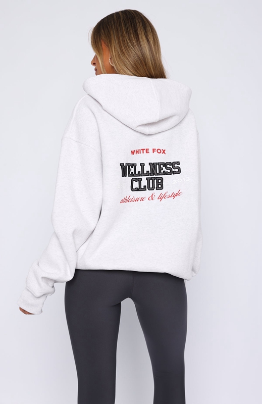 White Fox Wellness Club Oversized Hoodie Dames Grijs | RAYE-35819