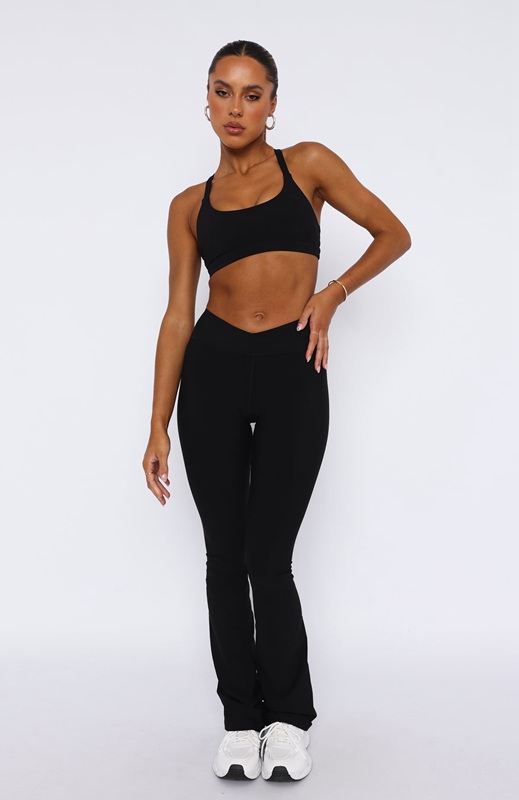 White Fox Wellness Flare Leggings Dames Zwart | RUIA-13289